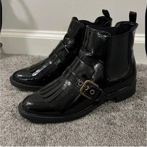 Marc Fisher Black Ankle Boots with Buckle Detail